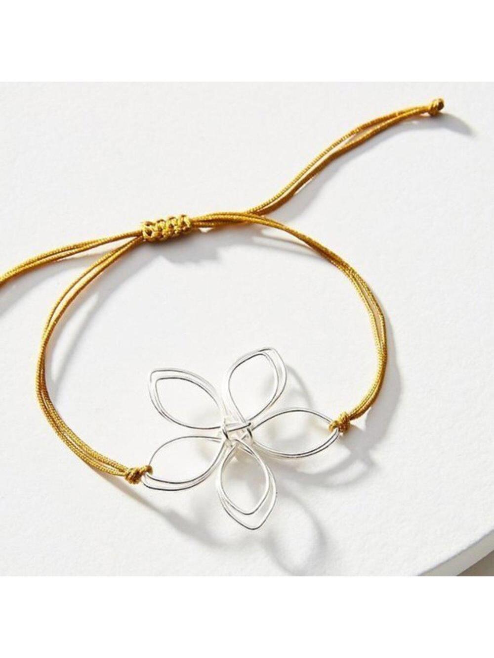 Anthropologie Silver Wire Flower Shapes Bracelet